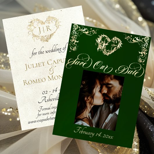 Foto & Hart Monogram - Smaragd Save The Date