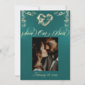 Foto & Hart Monogram - Turkoois Save The Date (Voorkant)