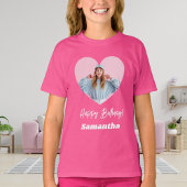 Foto hart naam verjaardag meisje roze t-shirt