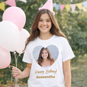 Foto hart naam verjaardag t-shirt
