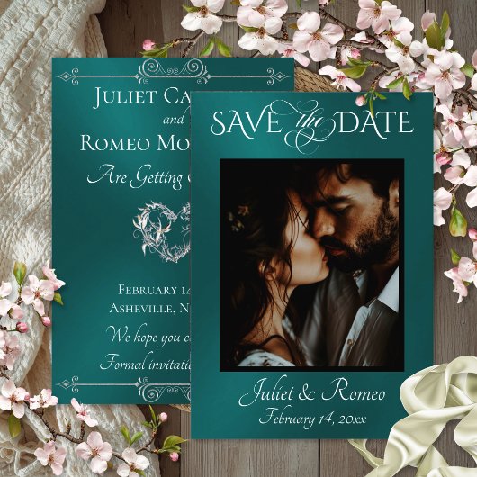 Foto & Hart Save the Date in Teal