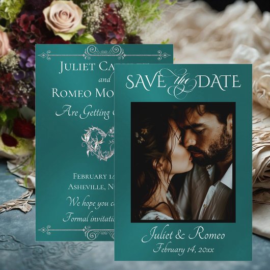 Foto & Hart Save the Date in Teal