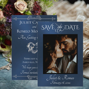 Foto & Hart Save the Date op Blauw