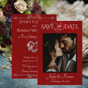 Foto & Hart Save the Date op Rood