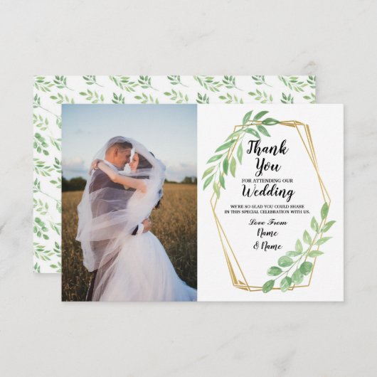 Foto Hartelijk dank Verloving Weddenschap Gold Lea Bedankkaart (Voorkant / Achterkant)