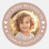 Foto harten lichtbruin bibliotheekboek label (Voorkant)