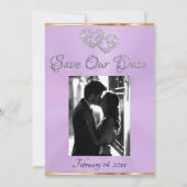Foto, Harten & Lint - Lavendel/Zilver Save The Date (Voorkant)