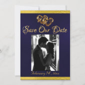 Foto, Harten & Lint - Navy/Gold Save The Date (Voorkant)