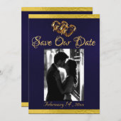 Foto, Harten & Lint - Navy/Gold Save The Date (Voorkant / Achterkant)