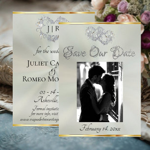 Foto, Harten & Lint - Pastel Salie/Zilver Save The Date