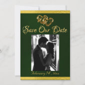 Foto, Harten & Lint - Smaragd/Goud Save The Date (Voorkant)