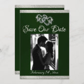 Foto, Harten & Lint - Smaragd/Zilver Save The Date (Voorkant / Achterkant)
