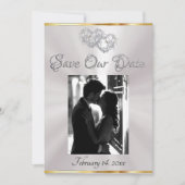Foto, Harten & Lint - Witte Parel/Zilver Save The Date (Voorkant)