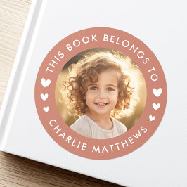 Foto harten terracotta bruine bibliotheek boek lab ronde sticker