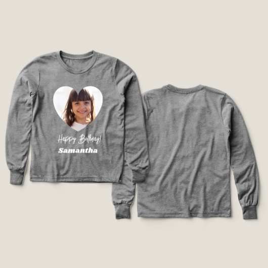 Foto hartnaam verjaardag meisje grijs (Voorkant /achterkant)