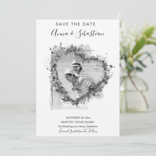 *~* FOTO Heart AR6 WEDDING BEWAREN DATUM QR Kaart (Staand voorkant)