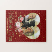 Foto Heart Gold Glitter Heart Valentijnsdag Red Legpuzzel (Horizontaal)