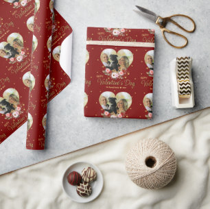 Foto Heart Gold Valentijnsdag Glitter Heart Red Cadeaupapier