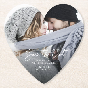 Foto: Heart-Shaped Save the Date Onderzetters