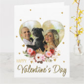 Foto Heart Valentijnsdag Gold Glitter Hearts Kaart (Gele Bloem)