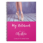 Foto heet roze wit monogram naam notitieboek (Voorkant)