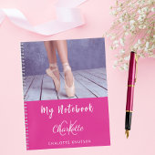 Foto heet roze wit monogram naam notitieboek