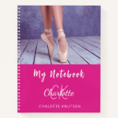 Foto heet roze wit monogram naam notitieboek (Voorkant)