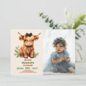 Foto Heilige Koe Highland 1e Verjaardag Kaart (Staand voorkant)