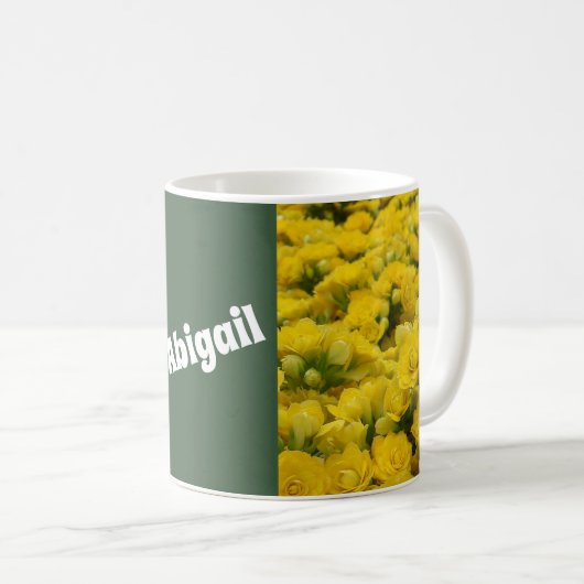 Foto helder geel veld bloem koffiemok (Voorkant rechts)