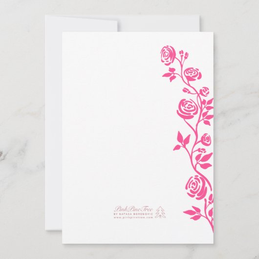 Foto Helder Roze Hand getrokken Rozen Romantisch E Save The Date (Achterkant)