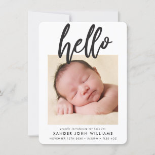 FOTO HELLO modern minimal nieuwe baby dank je wel Bedankkaart