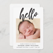 FOTO HELLO moderne minimale nieuwe baby bedankt (Voorkant / Achterkant)