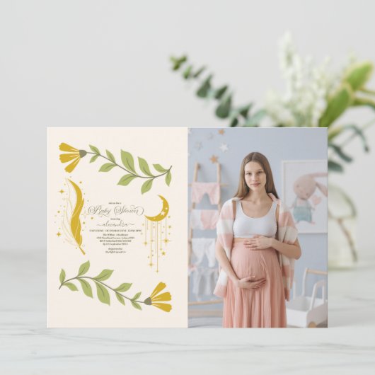 Foto hemelbotanisch Baby shower Kaart (Staand voorkant)