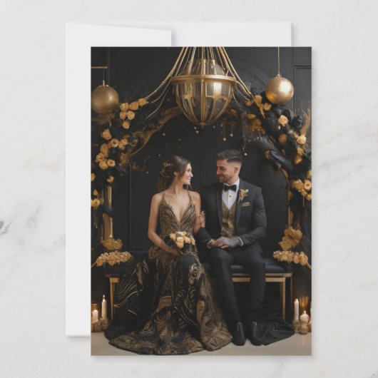 Foto hemellichaam middernacht zwarte maan bruiloft kaart (Achterkant)