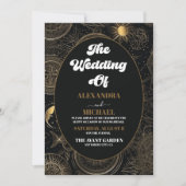 Foto Hemellichaam Zwart Goud Bruiloft Kaart (Voorkant)