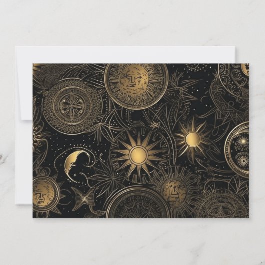 Foto Hemellichaam Zwart Goud Bruiloft Save The Date (Achterkant)