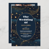 Foto hemelmaan gouden bruiloft kaart (Voorkant / Achterkant)