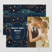 Foto hemelmaan gouden bruiloft save the date (Voorkant / Achterkant)