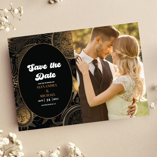 Foto Hemels Zwart Gouden Bruiloft Save The Date