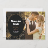 Foto Hemels Zwart Gouden Bruiloft Save The Date (Voorkant)