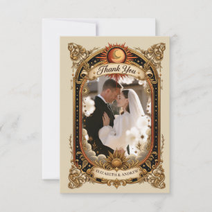 Foto Hemelse Art Nouveau Bruiloft Bedankkaart