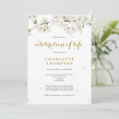 Foto-herdenking van het leven Witte Bloesem Bloems Kaart (Staand voorkant)