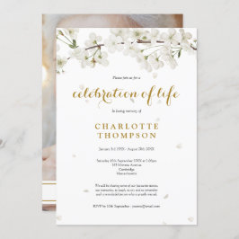 Foto-herdenking van het leven Witte Bloesem Bloems Kaart