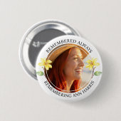 Foto-herdenkingsherinnering | Gele Bloem Ronde Button 5,7 Cm (Voorkant /achterkant)
