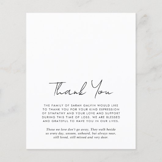 Foto-herdenkingskaart 'Voor altijd in onze harten' (Achterkant)