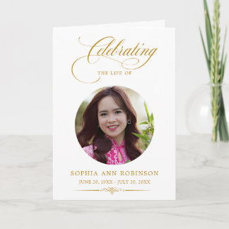 Foto-herdenkingsprogramma Elegant Goud Schrift Uit Kaart