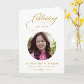 Foto-herdenkingsprogramma Elegant Goud Schrift Uit Kaart (Gele Bloem)