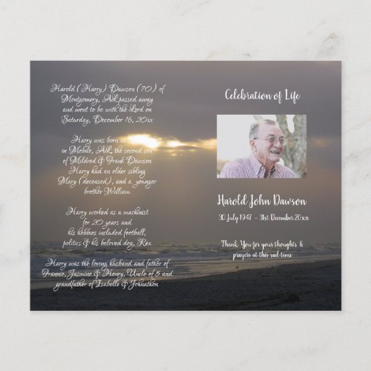 Foto-herdenkingsprogramma voor rouwdienst (Voorkant)