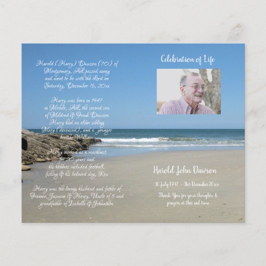 Foto-herdenkingsprogramma voor uitvaartdienst (Voorkant)
