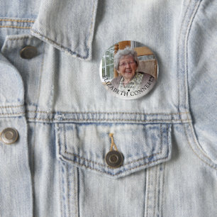 Foto-herdenkingsteeken voor altijd in onze harten ronde button 5,7 cm